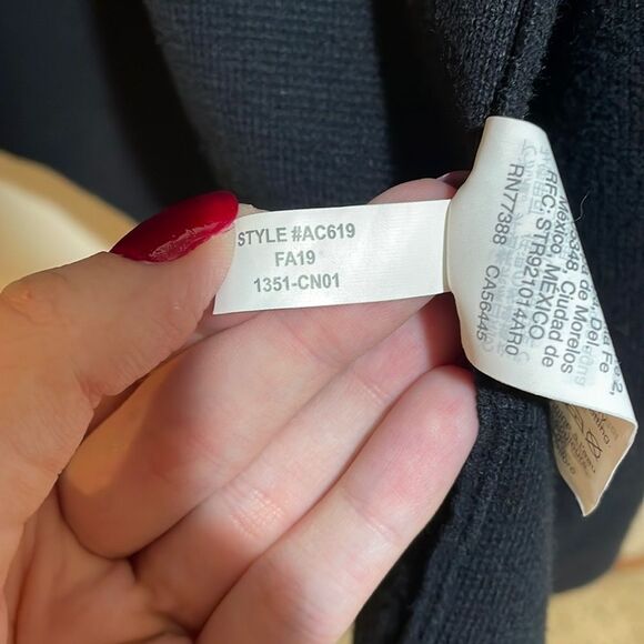 J. Crew Vanessa Sweater Jacket Black Cardigan Open Front Pockets Small AC819 - Picture 8 of 11